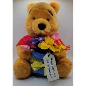 Winnie the Pooh Disney Store Plush Spring Flowers Happy Days Are Full of Flowers
